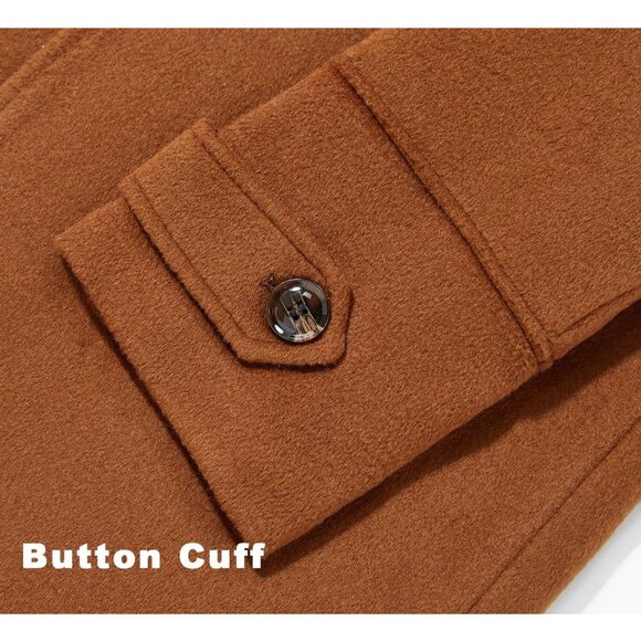 Men's Camel Luxury Full Length Trench Coat Long Wool Overcoat Winter Windbreaker - Picture 7 of 7